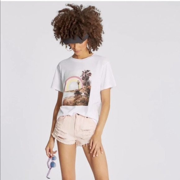 Wildfox Rainbow Coast Keke Beach T-Shirt Tee White Crew Neck NEW Size Small - Picture 2 of 14